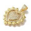 Heart Rack Plating Brass Micro Pave Clear Cubic Zirconia Pendant X-KK-U019-18G-03-2