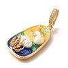 Brass Micro Pave Cubic Zirconia Pendents KK-R212-03G-02-2