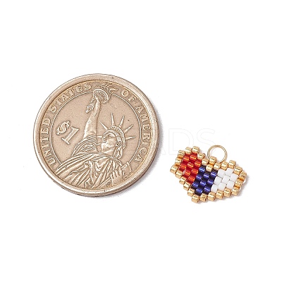 Handmade Glass Seed Beaded Heart Charms PALLOY-MZ00620-02-1