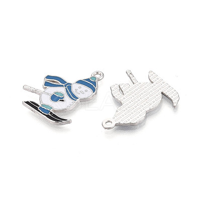 Rack Plating Alloy Enamel Snowman Pendants ENAM-T024-78A-P-1
