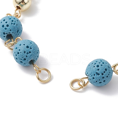 Dyed Natural Lava Rock Round Beaded Chain Bracelet Making AJEW-JB01206-1