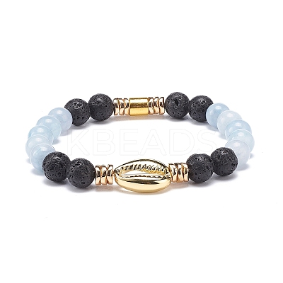 5Pcs 5 Style Natural Lava Rock & Natural Quartz & Synthetic Hematite Stretch Bracelets Set BJEW-JB08739-1
