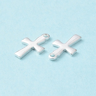 304 Stainless Steel Tiny Cross Charms STAS-L234-077S-1
