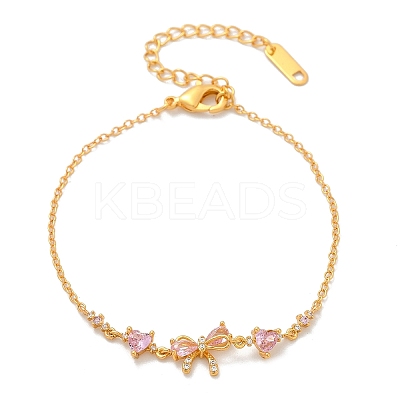 Brass Micro Pave Cubic Zirconia Link Bracelets BJEW-Z122-01G-1
