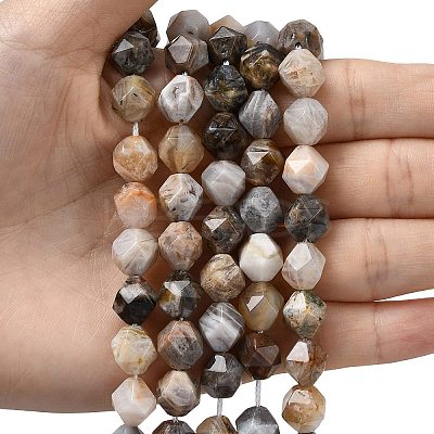Natural Bamboo Leaf Agate Beads Strands G-Z119-A27-03-1