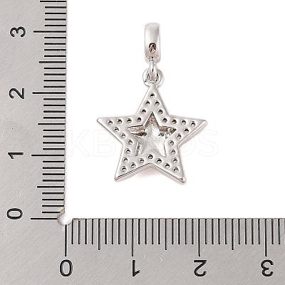 Rack Plating Brass Micro Pave Clear Cubic Zirconia Pendants KK-S380-37E-P-1