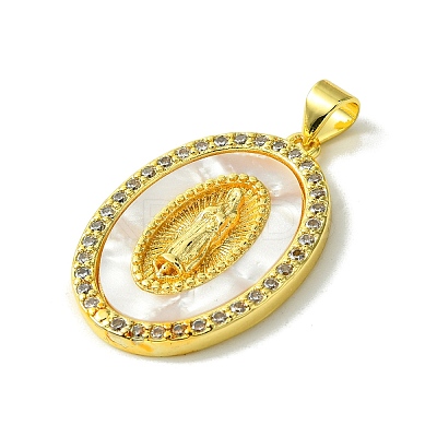 Real 18K Gold Plated Brass Micro Pave Clear Cubic Zirconia Pendants KK-H472-12G-02-1