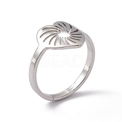 Non-Tarnish 201 Stainless Steel Hollow Out Heart Adjustable Ring for Women RJEW-C045-02P-1
