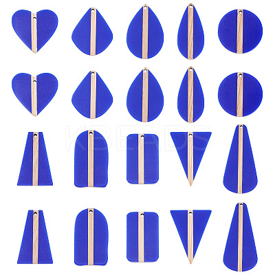 20Pcs 10 Styles Opaque Resin & Wood Pendants RESI-TA0004-68-1