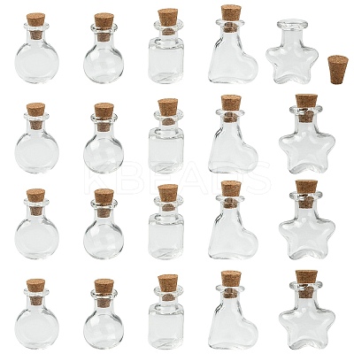 20Pcs 5 Styles Mini High Borosilicate Glass Bottle Bead Containers BOTT-YW0001-02-1