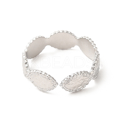 Non-Tarnish 304 Stainless Steel Horse Eye Open Cuff Ring for Women LS-RJEW-E063-26P-1