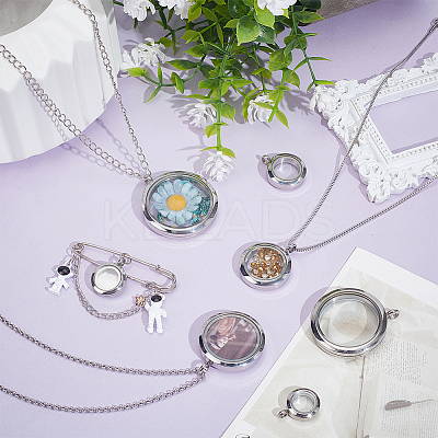 7Pcs 7 Styles Stainless Steel Locket Pendants FIND-NB0005-95-1