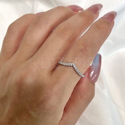 Rhodium Plated 925 Sterling Silver Micro Pave Cubic Zirconia Finger Ring for Women RJEW-F150-15B-01P-1
