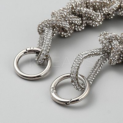 Braided Crystal Rhinestone Cotton Cord Bag Handles FIND-WH0400-32-1