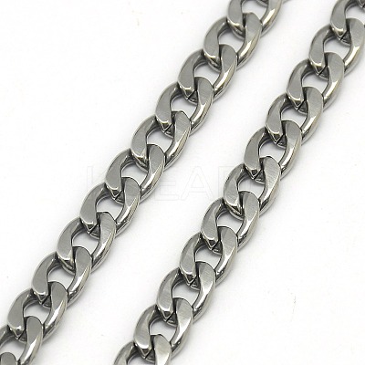 Non-Tarnish Trendy Men's 201 Stainless Steel Chain Curb Necklaces X-NJEW-L043-40P-1