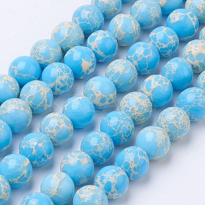 Synthetic Regalite/Imperial Jasper/Sea Sediment Jasper Bead Strands G-P284-02-8mm-1