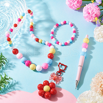 100Pcs 5 Styles Opaque Acrylic Beads MACR-TADJ0001-12B-1