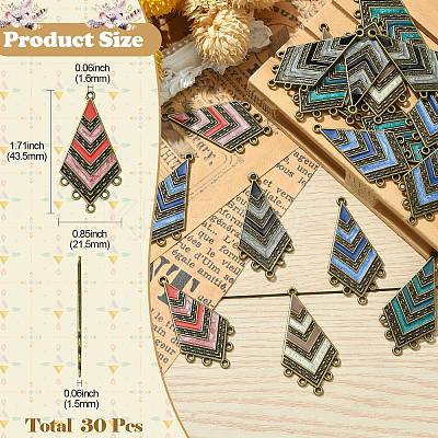 30Pcs 5 Colors Tibetan Style Alloy Enamel Chandelier Component Links ENAM-CJ0005-91-1