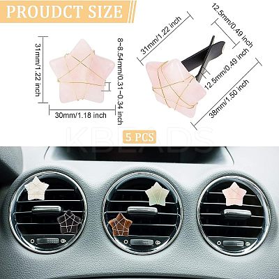 5Pcs Star Gemstone Car Air Vent Clips AJEW-PH00496-01-1