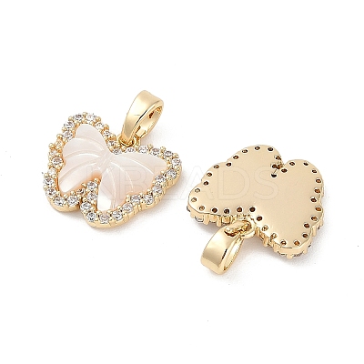 Natural White Shell Butterfly Charms KK-U043-24G-1