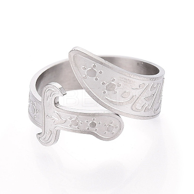 304 Stainless Steel Cuff Open Rings for Women RJEW-N054-01P-1