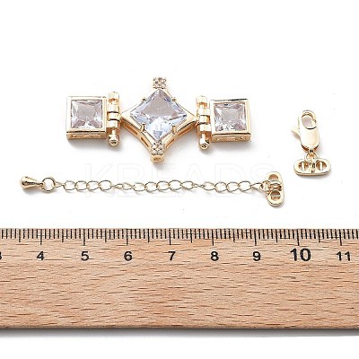 Brass & Cubic Zirconia & Glass Watch Band Clasps LS-KK-G523-03G-01-1