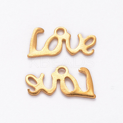 Word Love Ion Plating(IP) 304 Stainless Steel Charms STAS-F098-03-1