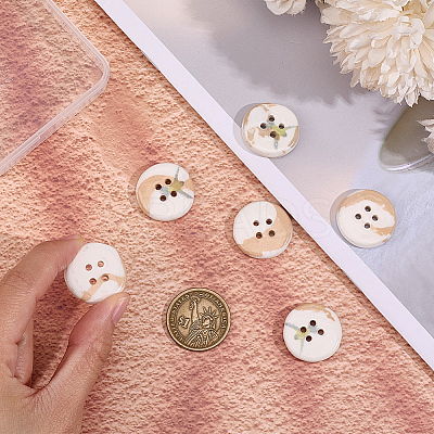 6Pcs Porcelain Buttons BUTT-OC0001-59A-1