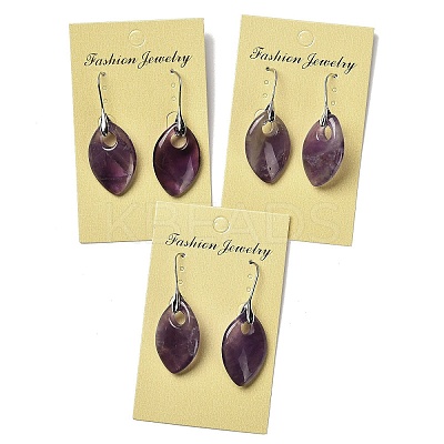 Natural Amethyst Horse Eye Dangle Earrings EJEW-I315-01P-01-1
