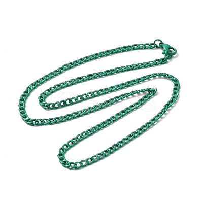 Spray Painted 201 Stainless Steel Curb Chain Necklaces NJEW-R258-01F-1