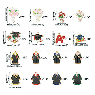 16Pcs 16 Styles Graduation Season Theme Alloy Enamel Pendants ENAM-TA0002-70-1
