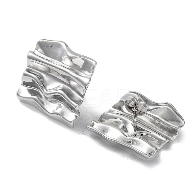 Non-Tarnish 304 Stainless Steel Textured Square Ear Studs for Women LS-EJEW-P234-07P-1