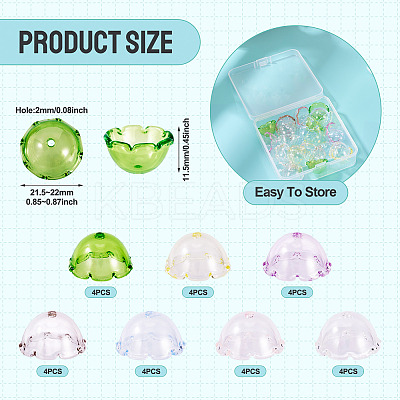 28Pcs 7 Colors Transparent Acrylic Bead Caps OACR-TA0004-02-1