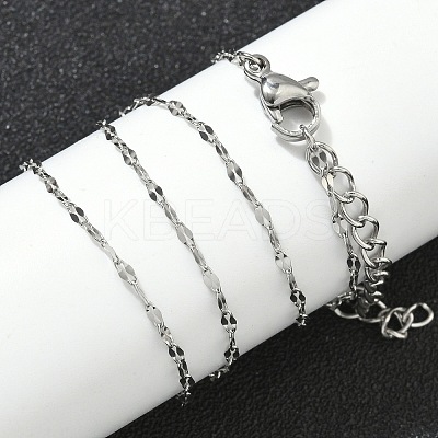 304 Stainless Steel Dapped Chain Necklaces NJEW-Z084-02P-03-1