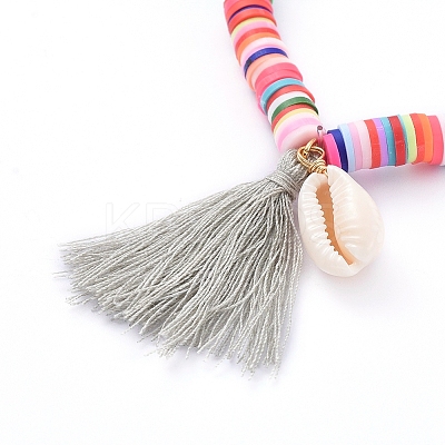Tassels Charm Stretch Bracelets BJEW-JB05080-05-1