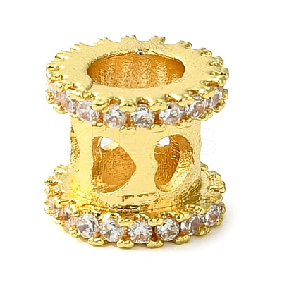 Rack Plating Brass Micro Pave Clear Cubic Zirconia European Beads KK-G501-07G-1