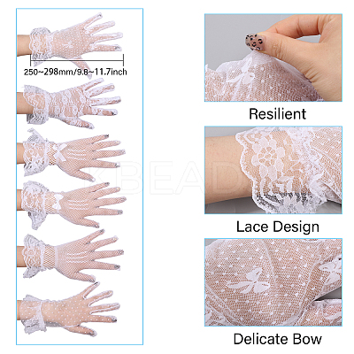 6 Pairs 6 Styles Polyester Lace Gloves AJEW-GL0002-71-1