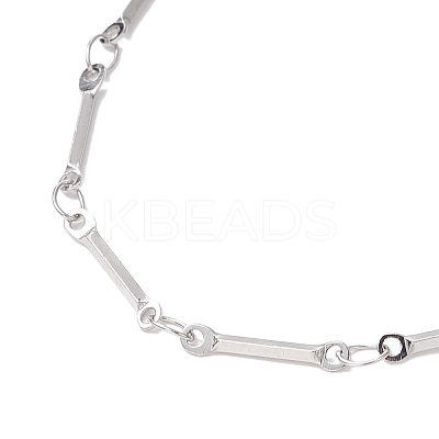 304 Stainless Steel Flat Bar Link Chain Necklace Making AJEW-JB01348-02-1