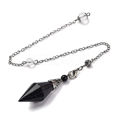 Natural & Synthetic Gemstone Rhombus Faceted Poined Dowsing Pendulums G-Q184-05AS-1