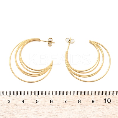 Multilayer C-Shaped 304 Stainless Steel Stud Earrings EJEW-Z098-28G-1