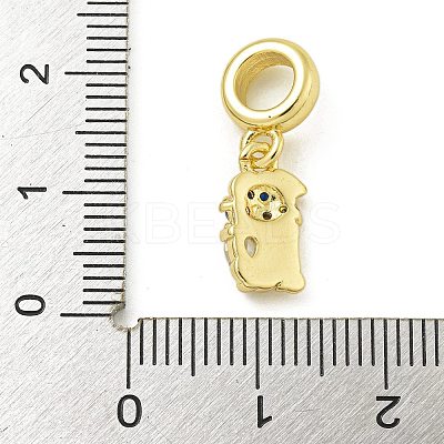 Rack Plating Brass Pave Colorful Cubic Zirconia Monkey European Dangle Charms KK-Z067-52G-1