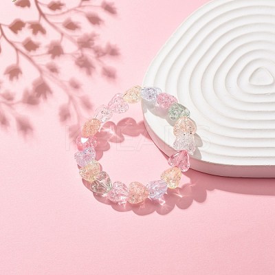 Candy Color Acrylic Heart Beaded Stretch Bracelet for Kids BJEW-JB08241-1