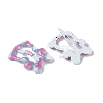 10Pcs 5 Colors Tartan Pattern Epoxy Resin Snap Hair Clip PHAR-P009-01I-1
