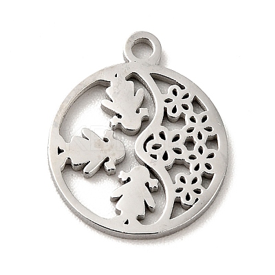 Non-Tarnish 304 Stainless Steel Textured Pendants STAS-J040-07B-P-1