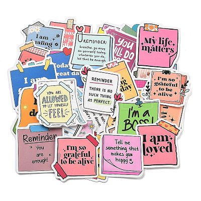 50Pcs Motivationa Word Paper Self-Adhesive Picture Stickers AJEW-S086-10-1