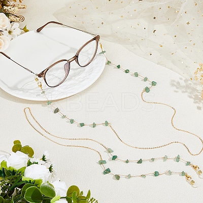 2Pcs Alloy & Natural Gemstone Chips Chains for Eyeglasses HJEW-FH00129-1