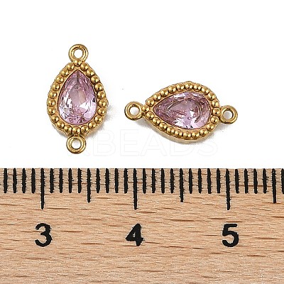 Ion Plating(IP) 304 Stainless Steel Cubic Zirconia Teardrop Links Connector Charms STAS-K256-23G-02-1