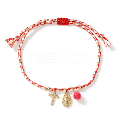 Natural Gemstone & Brass Charm Bracelets BU6372-2-1