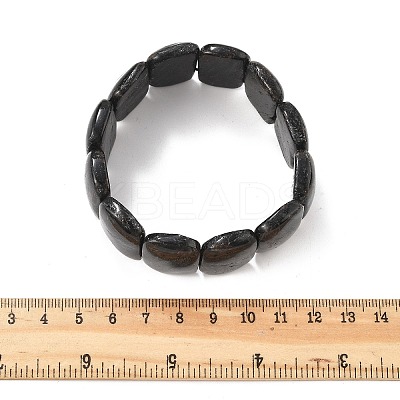 Natural Black Moonstone Beads Rectangle Beaded Stretch Bracelet BJEW-Q012-01A-1
