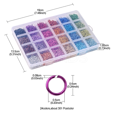 7224Pcs 24 Colors Aluminum Open Jump Rings ALUM-YW0001-02-1